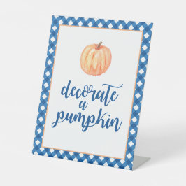 Little Pumpkin Blue Fall Birthday Decoration Sockelschild