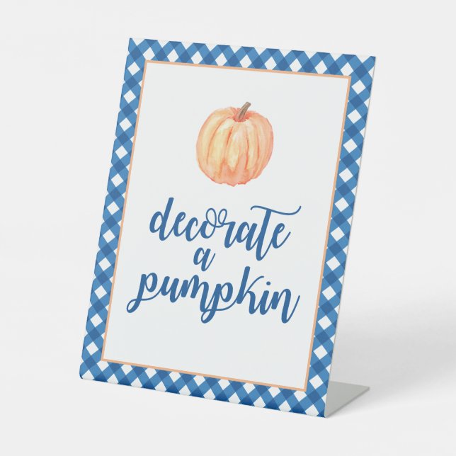 Little Pumpkin Blue Fall Birthday Decoration Sockelschild (Vorderseite)