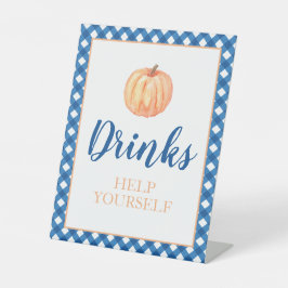 Little Pumpkin blue Fall Birthday Drink Sockelschild