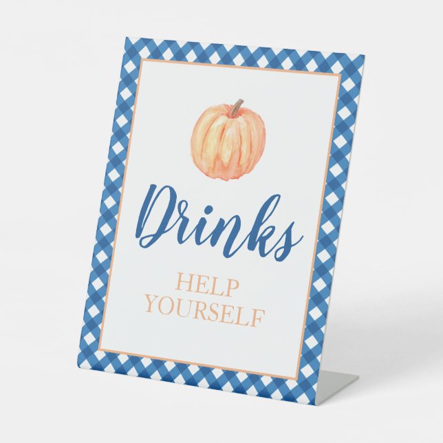 Little Pumpkin blue Fall Birthday Drink Sockelschild (Vorderseite)