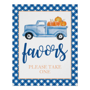 Little Pumpkin Blue Fall Birthday Gefallen Poster