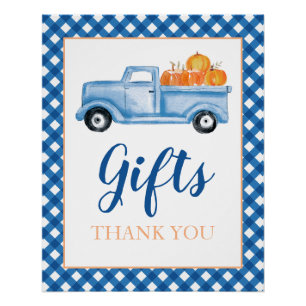 Little Pumpkin Blue Fall Birthday Geschenke Poster