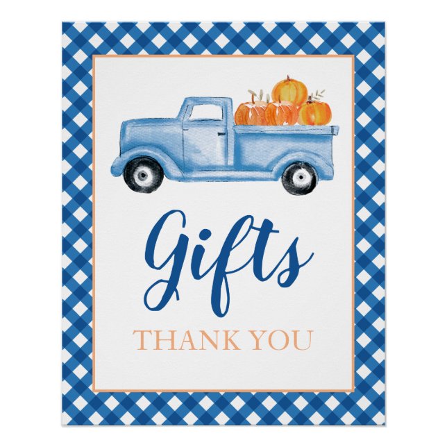 Little Pumpkin Blue Fall Birthday Geschenke Poster (Vorderseite)