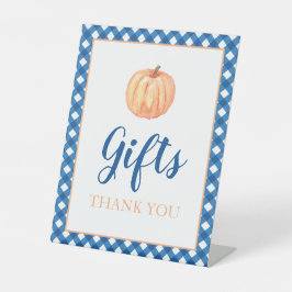 Little Pumpkin Blue Fall Birthday Geschenke Sockelschild