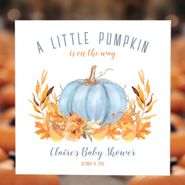 Little Pumpkin Blue Fall Boy Babydusche Napkins Serviette (Little Pumpkin Blue Fall Boy Baby Shower Napkins)