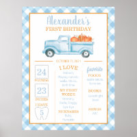 Little Pumpkin Blue LKW erster Geburtstag Meilenst