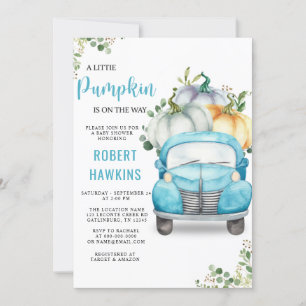 Little Pumpkin Blue Truck Baby Dusche Einladung