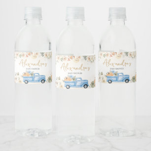 Little Pumpkin Blue Truck Baby Dusche Wasserflaschenetikett