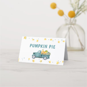 Little Pumpkin Blue Truck Birthday Food Zelt oder  Platzkarte
