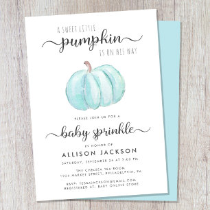 Little Pumpkin Blue Watercolor Baby Boy Sprinkle Einladung