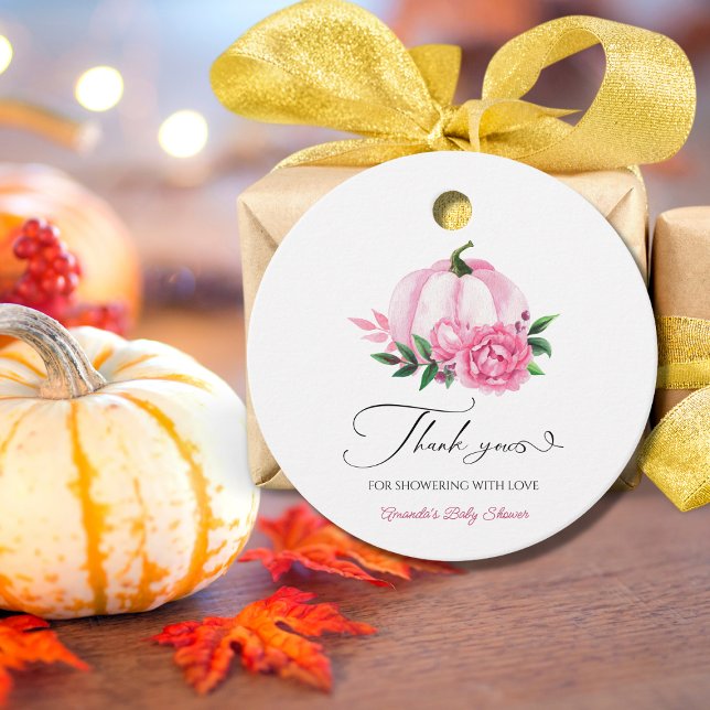 Little Pumpkin Blush Pink Rustic Baby Dusche Geschenkanhänger (Von Creator hochgeladen)