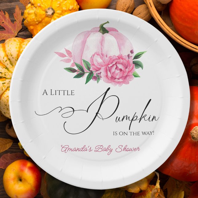 Little Pumpkin Blush Pink Rustic Baby Dusche Pappteller (Von Creator hochgeladen)