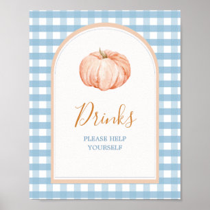 Little Pumpkin Boho Blue Gingham Drinks signieren Poster