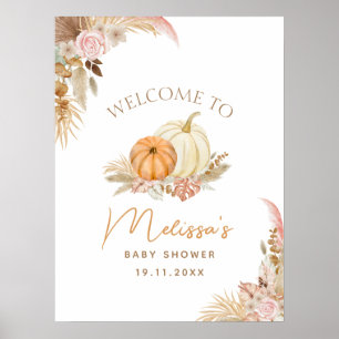 Little Pumpkin Boho Fall Floral Begrüßungszeichen Poster