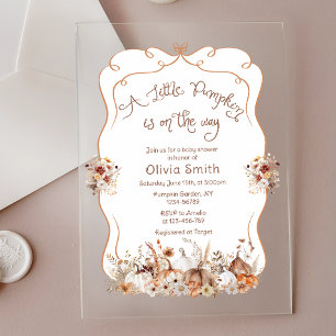 Little Pumpkin Boho Floral Baby Shower Acryleinladungen