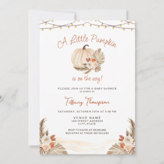Little Pumpkin Boho Pampas Grass Fall Baby Dusche Einladung
