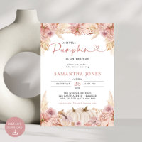 Little Pumpkin Boho Pink Pampas Grass Baby Dusche