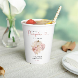 Little Pumpkin Boho Pink Pampas Grass Baby Dusche Pappbecher