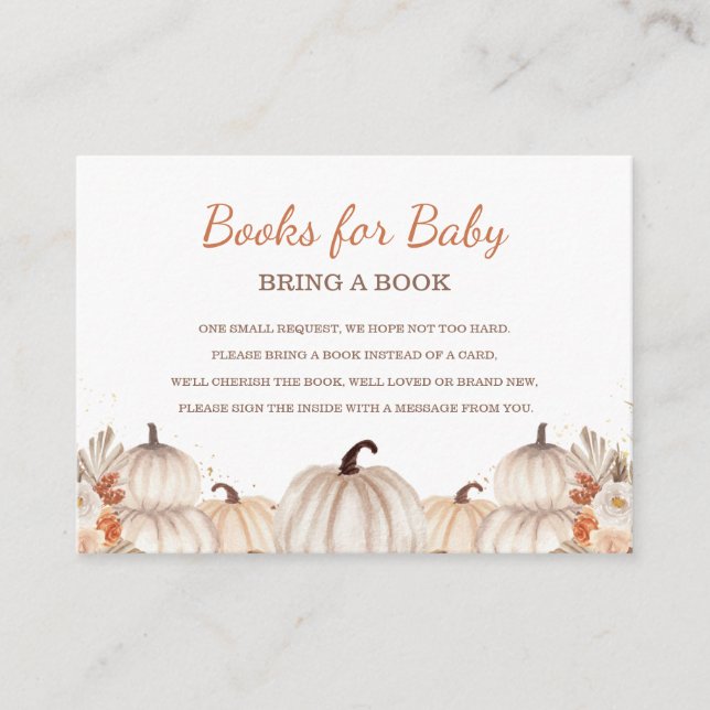 Little Pumpkin Books for Baby, Baby Shower  Begleitkarte (Vorderseite)