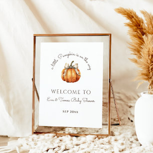 Little Pumpkin Bow Minimal Neutral Baby Dusche Poster