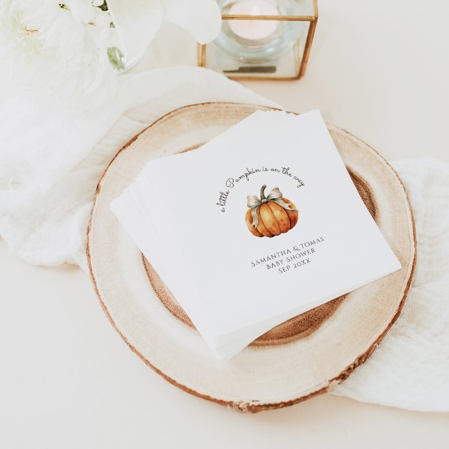 Little Pumpkin Bow Minimal Neutral Baby Dusche Serviette (Von Creator hochgeladen)