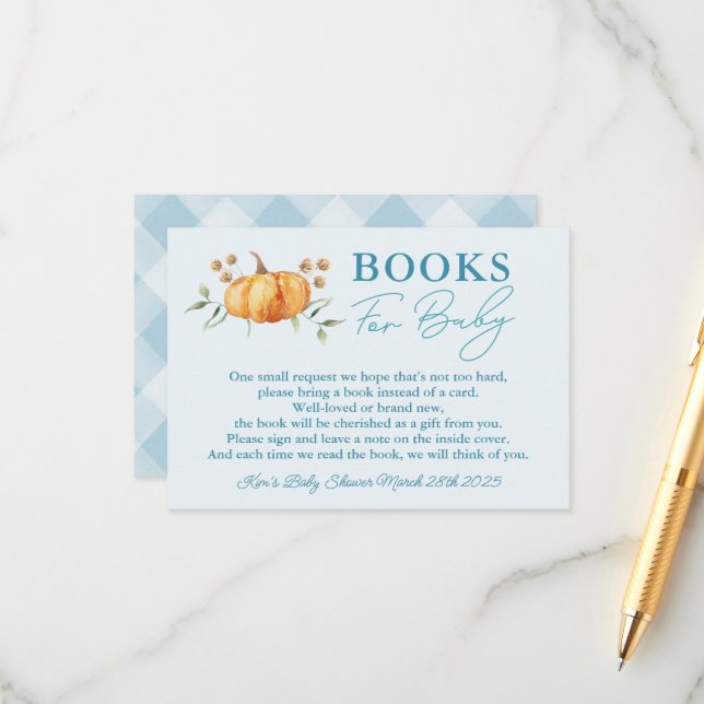 Little Pumpkin Boy Baby Shower Books for Baby Begleitkarte (Vorderseite/Rückseite Beispiel)