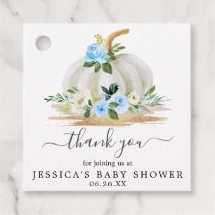 Little Pumpkin Boy Baby Shower Favor Tag Blue Geschenkanhänger