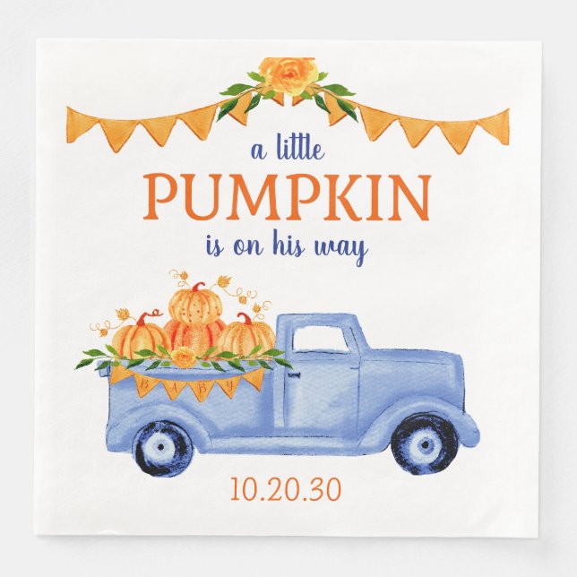 Little Pumpkin Boy Baby Shower Napkins Serviette (Vorderseite)