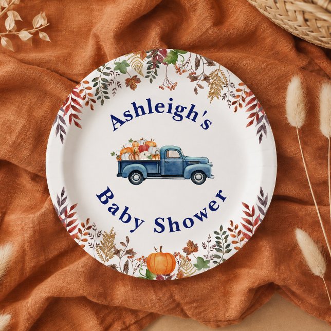 Little Pumpkin Boy Baby Showpaper Teller (Little Pumpkin Boy Baby Shower Paper Plates)