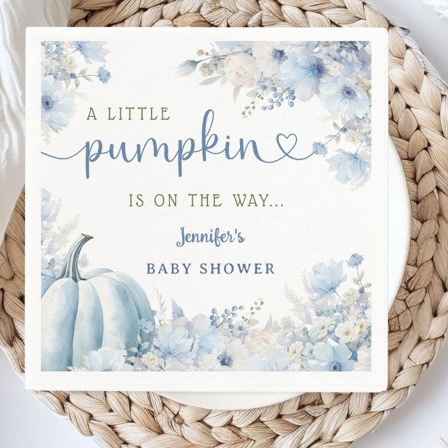 Little Pumpkin Boy Blue Fall Baby Shower Paper Serviette (Von Creator hochgeladen)