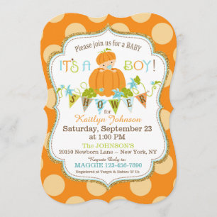 Little Pumpkin Boy Fall Baby Shower Einladungen