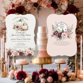 Little Pumpkin Burgundy Floral Rose Kinderdusche Einladung