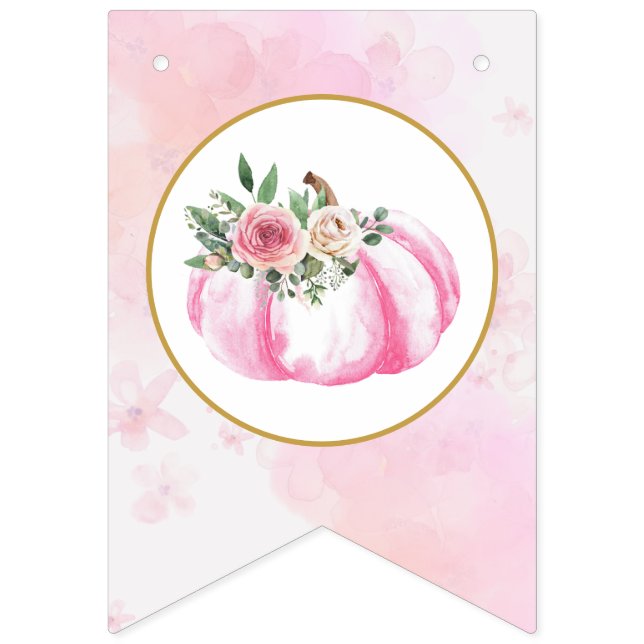 Little Pumpkin Button Floral Fall erster Geburtsta Wimpelkette (Erste Fahne)