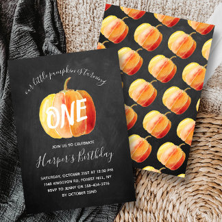 Little Pumpkin Chalkboard 1. Geburtstag Einladung