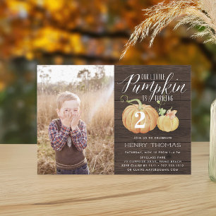 Little Pumpkin Custom Age Birthday Party Foto Einladung