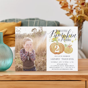 Little Pumpkin Custom Age Birthday Party Foto Einladung