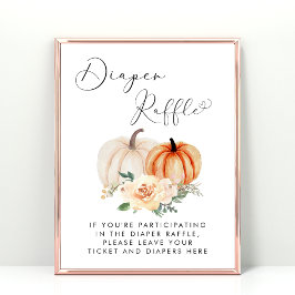 Little Pumpkin Diaper Raffle Baby Dusche Poster