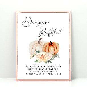 Little Pumpkin Diaper Raffle Baby Dusche Poster