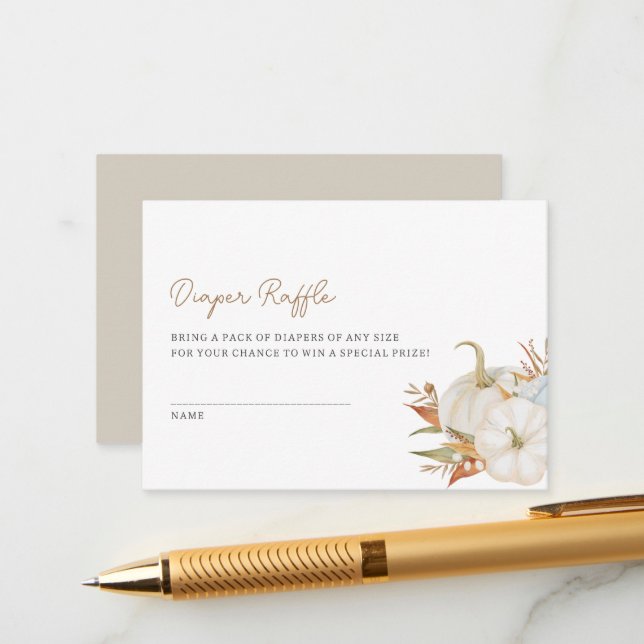 Little Pumpkin Diaper Raffle Enclosure Card Begleitkarte (Vorderseite/Rückseite Beispiel)