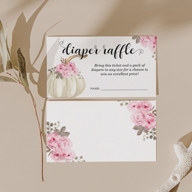 Little Pumpkin Diaper Raffle Pink Floral Begleitkarte (Von Creator hochgeladen)