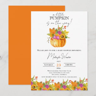 Little Pumpkin Editable Herbst Blätter Baby Dusche Einladung