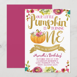 Little Pumpkin Einladung zum ersten Geburtstag