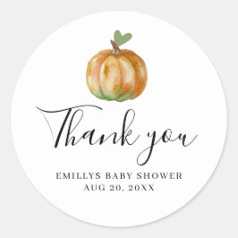 Little Pumpkin Elegant Baby Shower Vielen Dank Runder Aufkleber