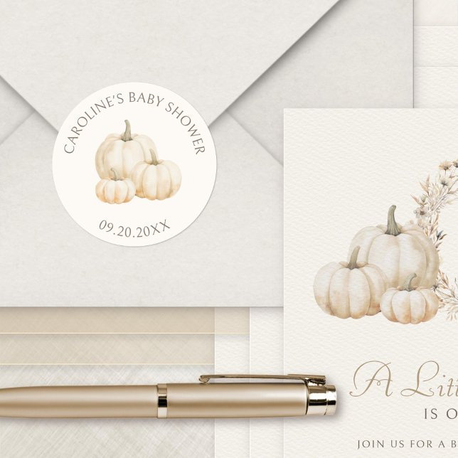 Little Pumpkin Elegante Herbstdusche Runder Aufkleber (Von Creator hochgeladen)