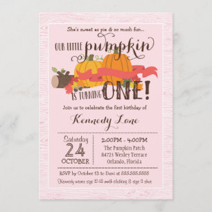 Little Pumpkin Erste Geburtstagsparty Pink Einladung