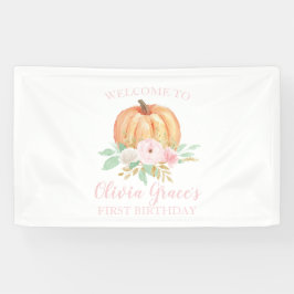Little Pumpkin ersten Geburtstag rosa Blumenbanner Banner