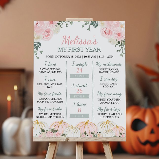 Little Pumpkin Erster Geburtstag Milestone Zeichen Poster (Von Creator hochgeladen)