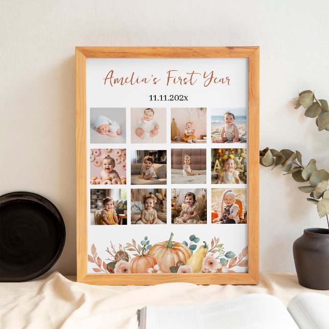 Little Pumpkin Erstes Jahr Foto Meilenstein Poster (Von Creator hochgeladen)