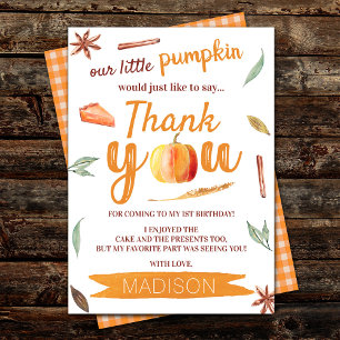 Little Pumpkin Fall 1. Geburtstag Dankeskarte
