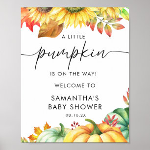 Little Pumpkin Fall Baby Dusche Begrüßungszeichen Poster
